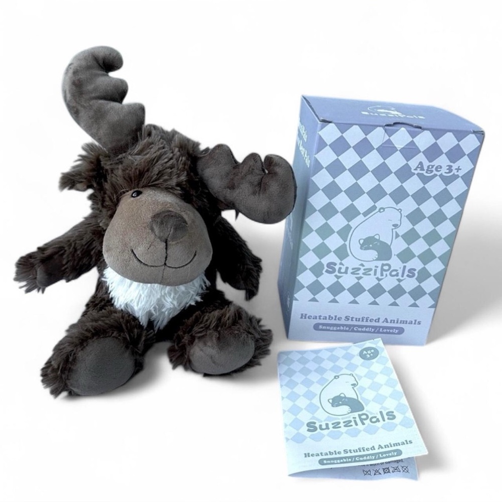 Suzzi Pals Microwaveable Heatable Stuffed Moose Animal Ages 3+ NWT